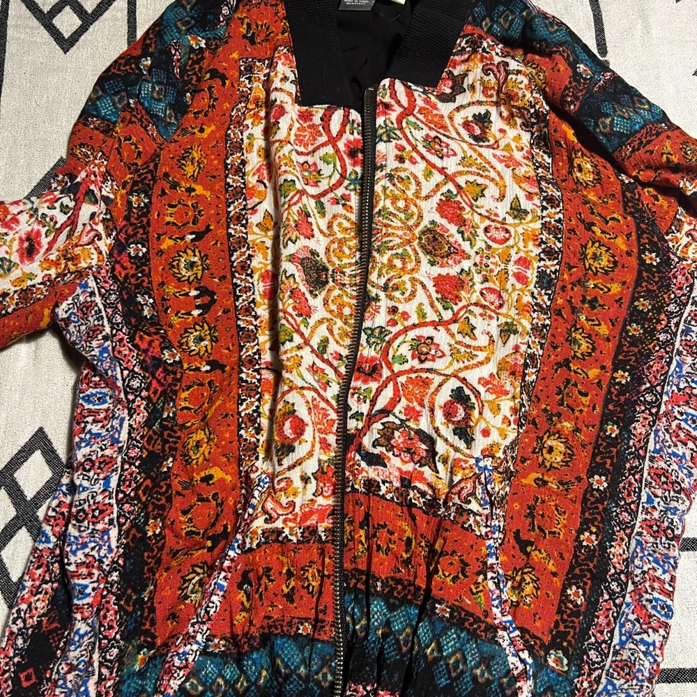 Bohemian Floral Women's Bomber Jacket. Lightweight
